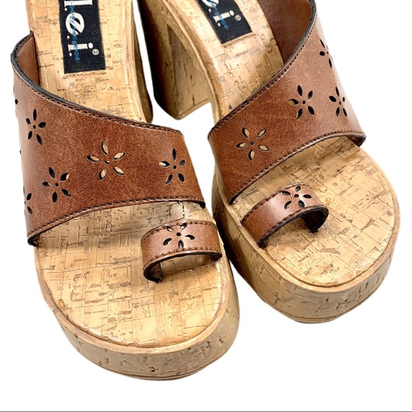 Vintage LEI 90s Y2K Chunky Heel Platform Slides 7 - Picture 16 of 16